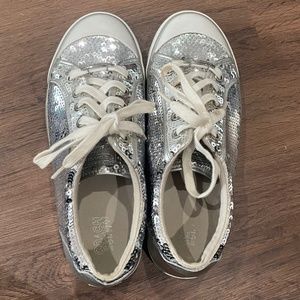 Coach Silver Sequin Leather Sneaker Luxury